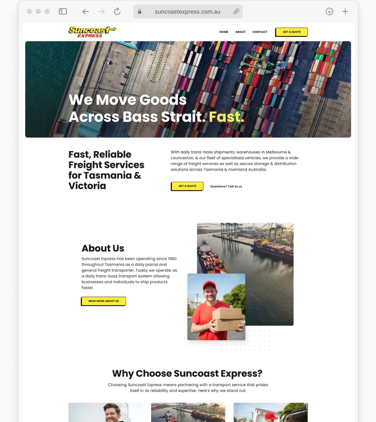 Suncoast Express after website redesign