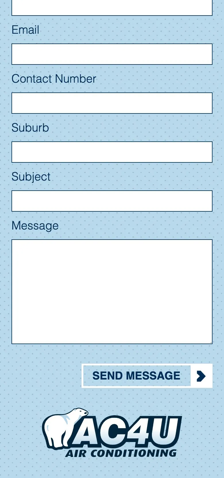 The AC4U callback request form on an iPhone, filling the screen
