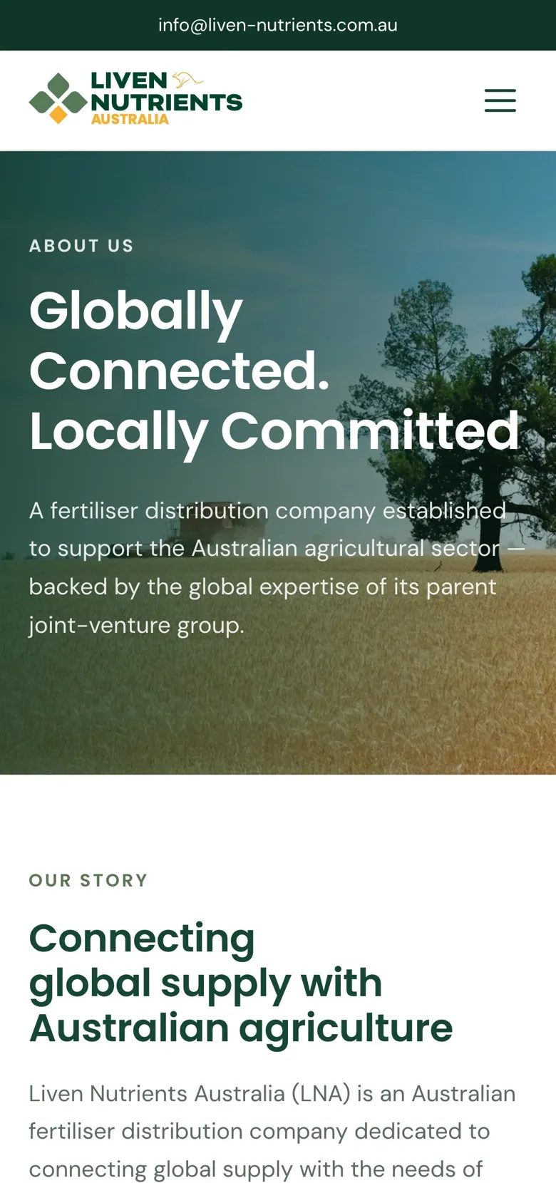 The Liven Nutrients about page on an iPhone